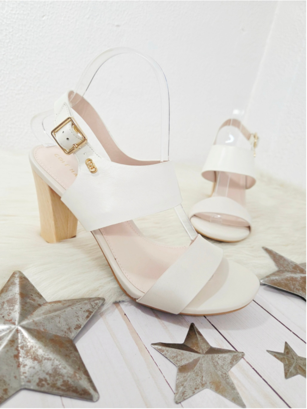 Cole Haan Octavia Sandal white leather heels strappy women's size 8.5